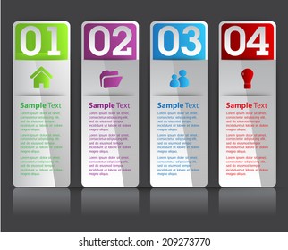 colorful modern text box for website graphic and business, numbers, icon. 