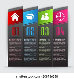 colorful modern text box for website graphic and business, numbers, icon. 