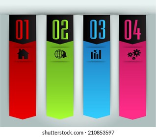 colorful modern text box for website graphic and business, numbers, icon. 