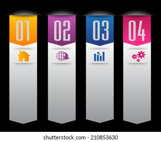 colorful modern text box for website graphic and business, numbers, icon. 