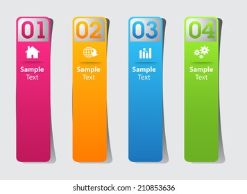 colorful modern text box for website graphic and business, numbers, icon. 