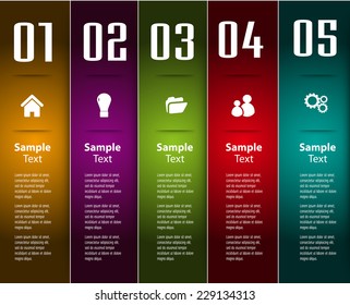 Colorful modern text box for website graphic computer and business, numbers, icon. 