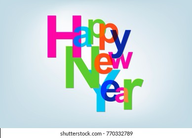Colorful modern text Happy New Year, celebration greeting card, vector art