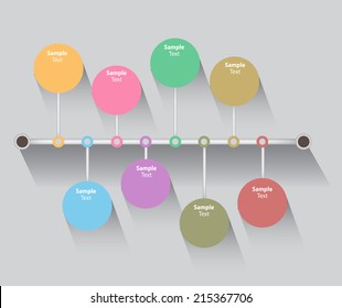 colorful modern time line template for website graphic. text box.