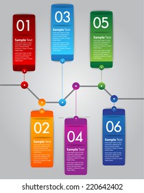 colorful modern time line text box template for website computer graphic and internet, numbers. label.