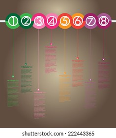 colorful modern time line text box template for website computer graphic and internet, numbers. label.