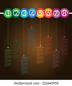 colorful modern time line text box template for website computer graphic and internet, numbers. label.