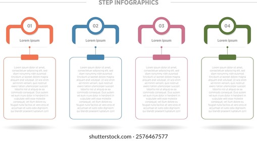 Colorful Modern Timeline infographic template. 4 Step timeline journey, calendar Flat simple infographics design template. presentation graph. Business concept with 4 options, vector illustration.