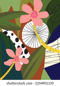 Colorful modern tropical art future abstract and artistic flowers, leaves vector illustration, Design for fashion, fabric, textile,banner,cover,poster and background.