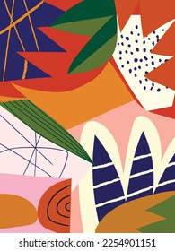 Colorful modern tropical art future abstract and artistic flowers, leaves vector illustration, Design for fashion, fabric, textile,banner,cover,poster and background.
