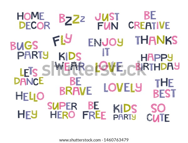 Colorful Modern Vector Lettering Set Flat Stock Vector (Royalty Free ...