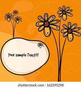 Colorful modern vector postcard with flower