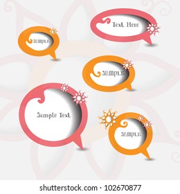 Colorful modern vector speech bubbles with flower pattern