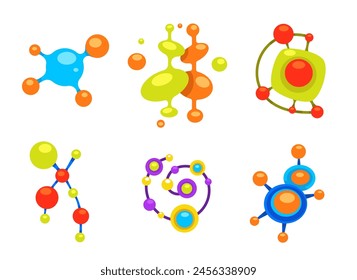 Colorful Molecular Design Logos vector