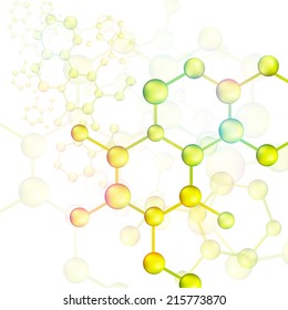 Colorful molecular microscopic molecule bond background texture pattern used for science chemistry and physics education, create by vector