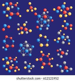 Colorful molecular structures in the form of sphere structure microscopic technology web design, molecule vector.