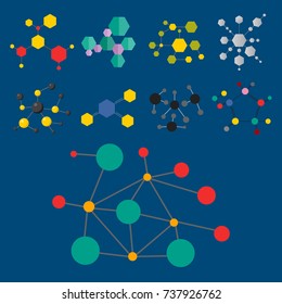 Colorful molecular structures in the form of sphere structure microscopic technology web design, molecule vector.