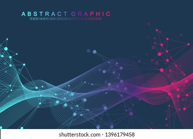 Colorful molecules background. DNA helix, DNA strand, DNA Test. Molecule or atom, neurons. Abstract structure for science or medical background, banner. Scientific vector illustration