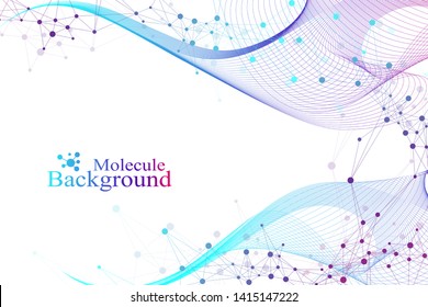 Colorful molecules background. DNA helix, DNA strand, DNA Test. Molecule or atom, neurons. Abstract structure for science or medical background, banner. Scientific vector illustration