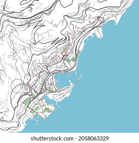 Colorful Monaco vector city map.