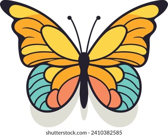 Mariposa monarca colorida con intrincadas alas. Ilustración detallada de insectos para temas naturales. Ilustración vectorial de concepto de primavera y belleza.