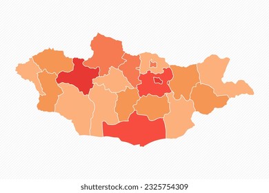 Colorful Mongolia Divided Map Illustration, can be used for business designs, presentation designs or any suitable designs.