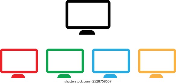 Colorful monitor icon set in different colors . Computer icon . LCD icon vector