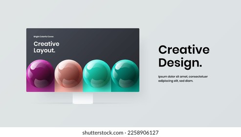 Colorful monitor mockup site illustration. Clean web banner vector design concept.