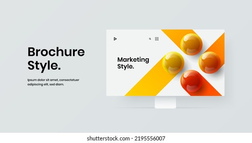 Colorful monitor mockup site screen concept. Modern banner vector design layout.