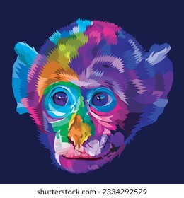colorful monkey on pop art style. vector illustration