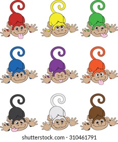 Colorful Monkey Set - Vector Illustration
