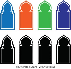 Colorful and monochromatic islamic architectural window designs comparison