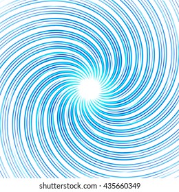Colorful (monochrome) abstract spiral, swirl background. Distorted, warped rotating radial lines, rotation pattern.