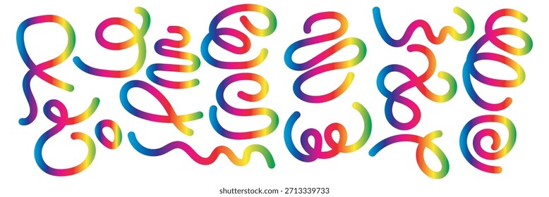 Colorido y monocromo Abstractas Squiggle patrón multicolor y blanco abstracto squiggle líneas sobre fondos oscuros, ideal para temas de diseño moderno, marca creativa, y artístico EPS10AI.
