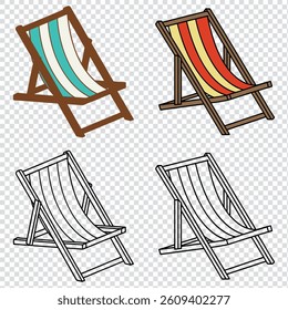 Colorful and Monochrome Beach Chairs for Summer Stock Photos