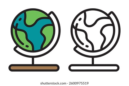 Colorful and Monochrome World Globe Icons