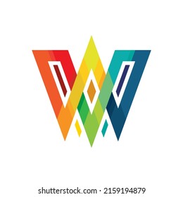 Colorful Monogram WV or WA or VA. Vivid Initial letter logo concept in geometric style.