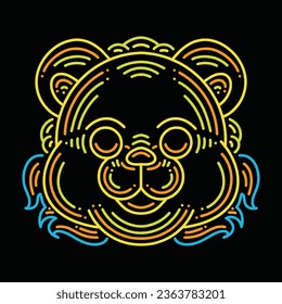 Colorful Monoline Bear Vector Graphic Design illustration Emblem