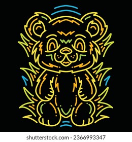 Colorful Monoline Bear Vector Graphic Design illustration Emblem