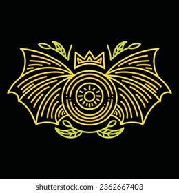Colorido Monoline Fly Eye Vector Gráfico Ilustración Emblema