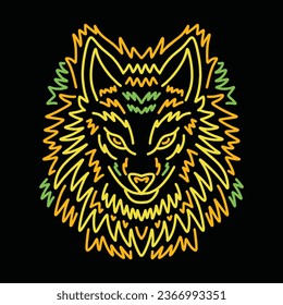 Colorful Monoline Fox Vector Graphic Design illustration Emblem