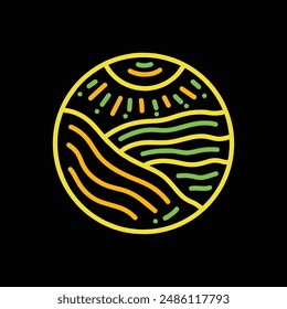 Colorful Monoline Mountain Logo Colorful Vector, Emblem Icon Symbol, Outdoor Panorama Creative Vintage Graphic Design