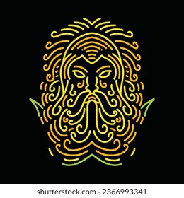 Colorful Monoline Zeus Vector Graphic Design illustration Emblem