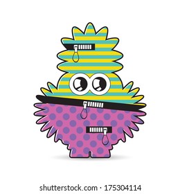 Colorful monster on white background
