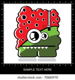 Colorful monster on white background
