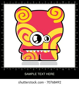 Colorful monster on white background