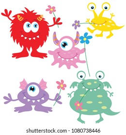 Colorful monster vector cartoon illustration