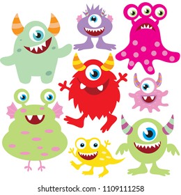Colorful monster vector cartoon illustration