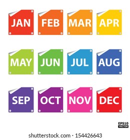 Colorful month stickers.-eps10 vector