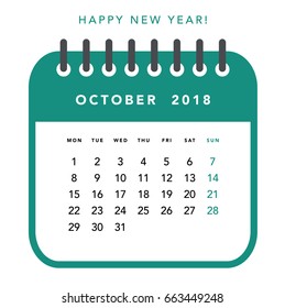 Colorful monthly calendar Layout for 2018 years. Week starts from Monday.
